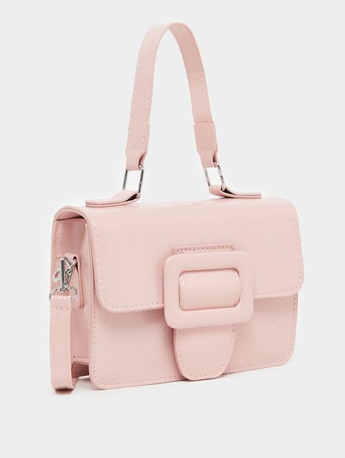 women pink pu solid handbag - 21971431 - Very Small Image - 1
