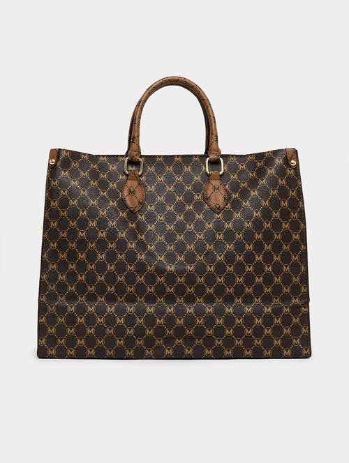 printed pu tote handle brown handbag - 21971433 - Very Small Image - 1