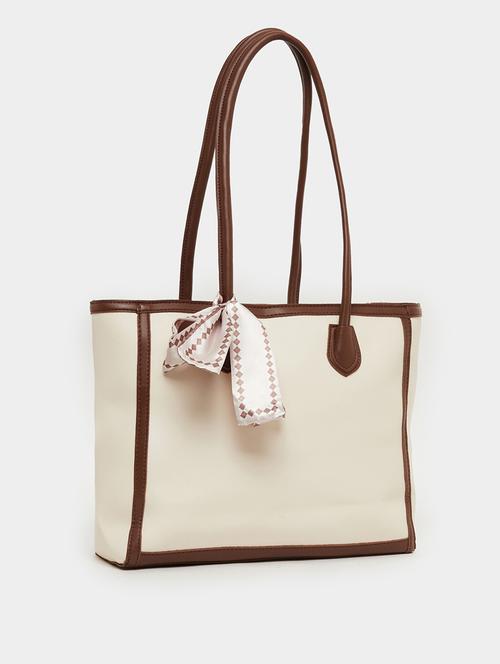 beige shoulder bag with color block trim - 21971435 - Very Small Image - 1