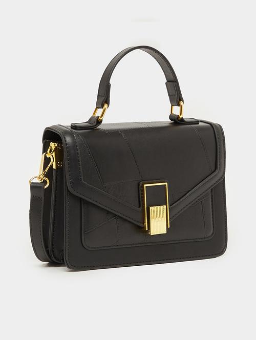 women black pu structured satchel handbag - 21971470 - Very Small Image - 1