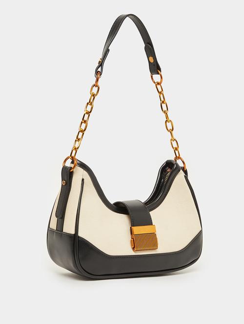 colorblocked pu handbag with chain detail - 21971477 - Very Small Image - 1