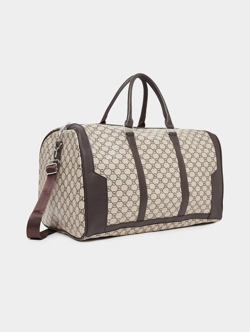 printed brown synthetic leather duffle bag - 21971480 - Very Small Image - 1