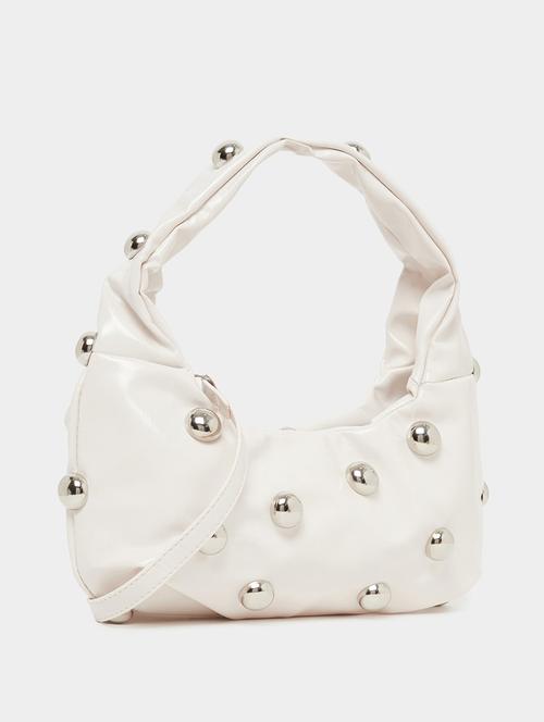 White Pu Handbag With Embellishments - 21971489 - Very Small Image - 1