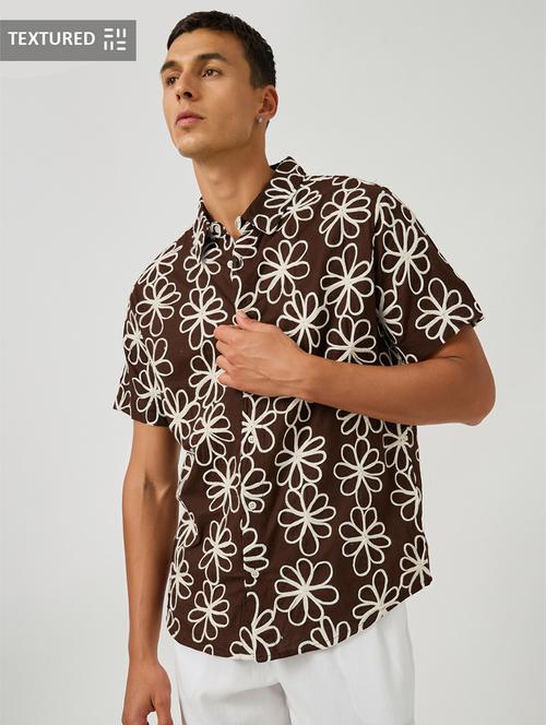 men textured short sleeve regular fit casual shirt - 21971547 - Very Small Image - 1