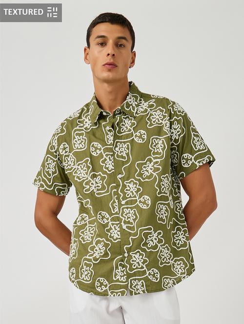 men textured short sleeve regular fit casual shirt - 21971548 - Very Small Image - 1