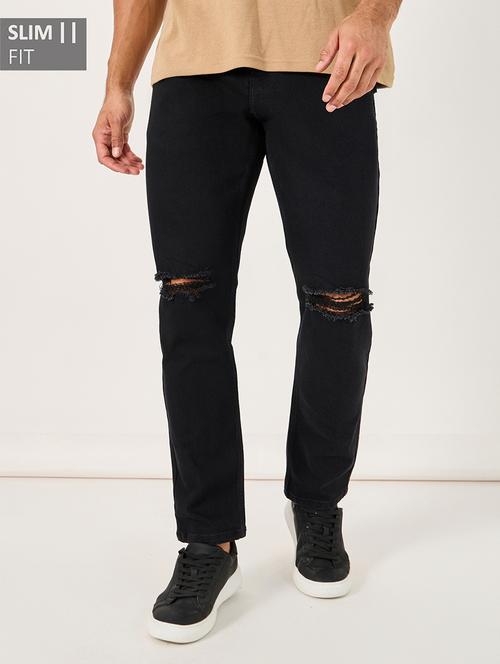 men slash knee mid rise full length jeans - 21971591 - Very Small Image - 1