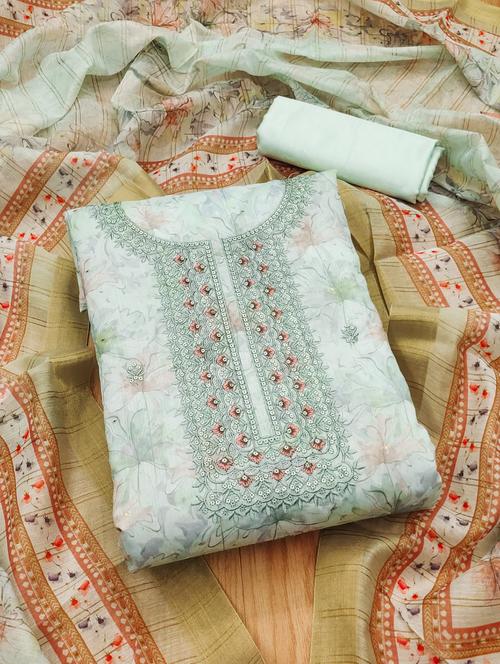 women embroidered unstitched suit set - 21971795 - Very Small Image - 1