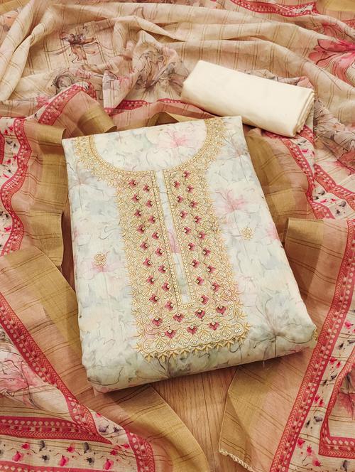 women embroidered unstitched suit set - 21971796 - Very Small Image - 1