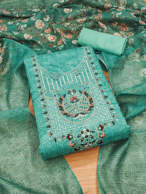 women embroidered unstitched suit set - 21971799 - Very Small Image - 1