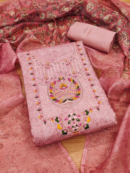 women embroidered unstitched suit set - 21971801 - Very Small Image - 1