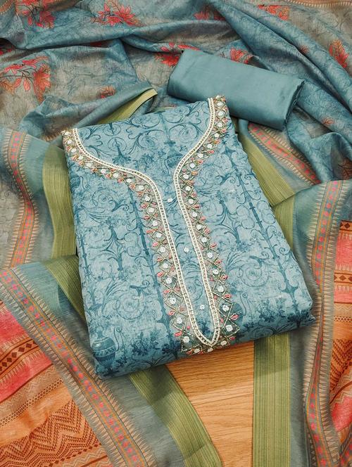 women embroidered unstitched suit set - 21971853 - Very Small Image - 1