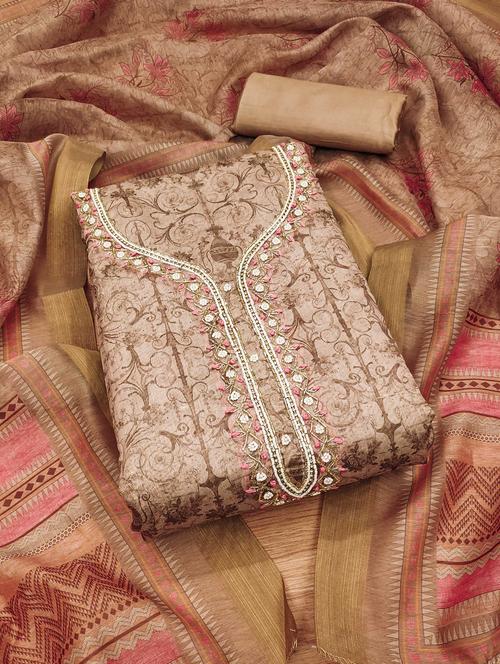 women embroidered unstitched suit set - 21971854 - Very Small Image - 1