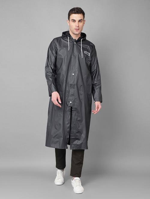 men solid hooded long sleeve rain coat - 21971954 - Very Small Image - 1