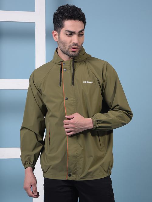 men solid hooded long sleeve rain jacket  - 21972157 - Very Small Image - 1