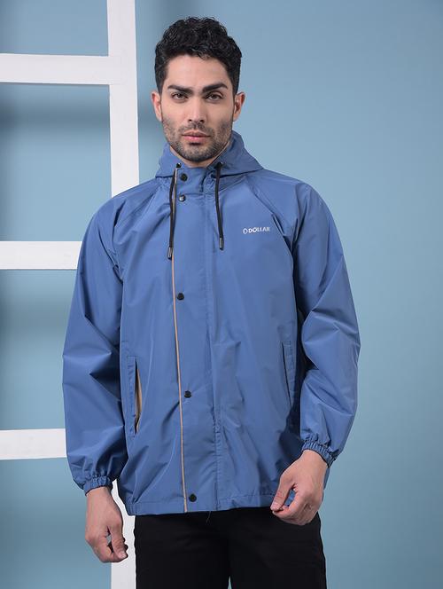 men solid hooded long sleeve rain jacket  - 21972158 - Very Small Image - 1