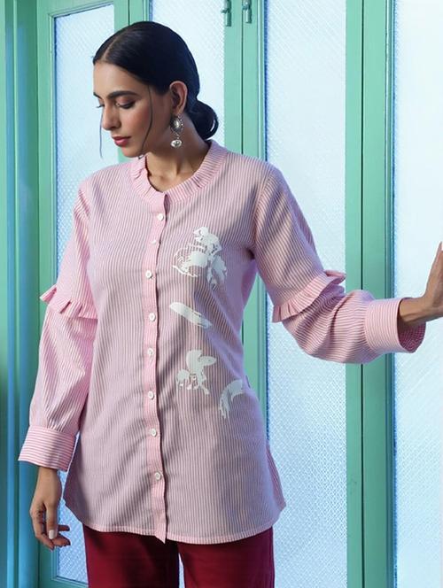 women striped long slevee long shirt - 21972186 - Very Small Image - 1