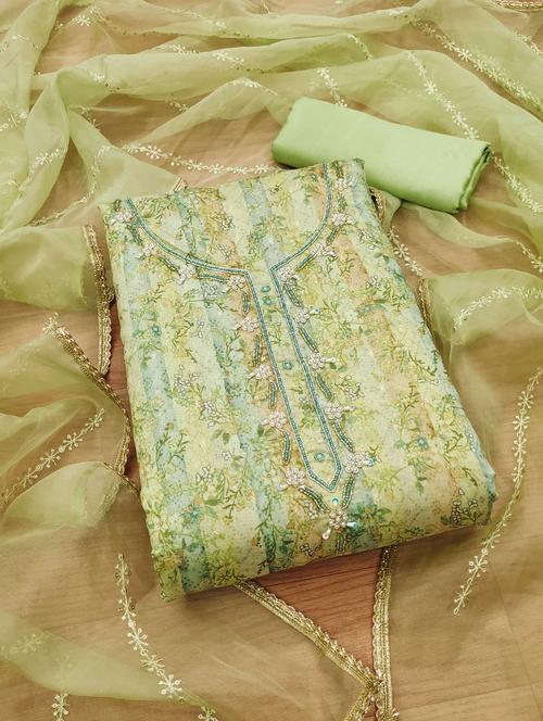 women printed embroidered unstitched suit set - 21972470 - Very Small Image - 1