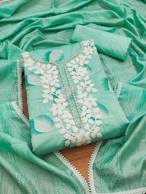 women printed embroidered unstitched suit set - 21972478 - Very Small Image - 1