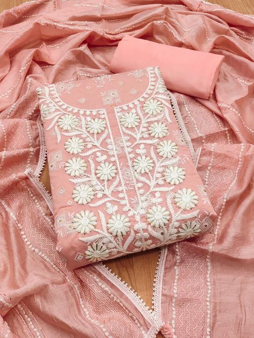 women solid with work embroidered unstitched suit set - 21972481 - Very Small Image - 1