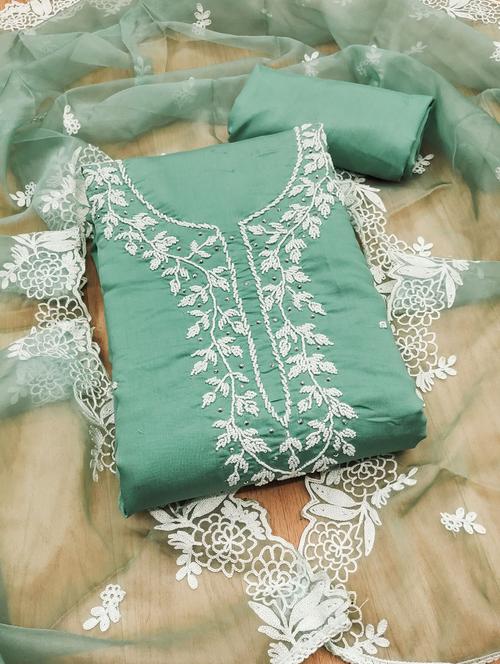 women solid with work embroidered unstitched suit set - 21972485 - Very Small Image - 1