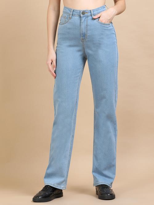 women solid high rise straight fit jean - 21972528 - Very Small Image - 1