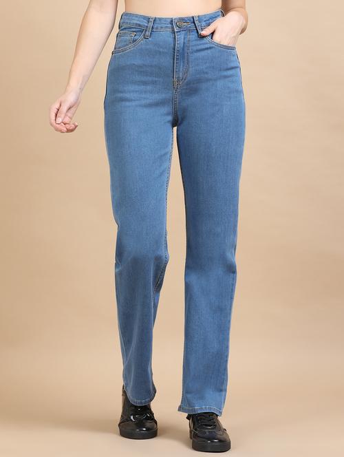 women solid high rise straight fit jean - 21972529 - Very Small Image - 1