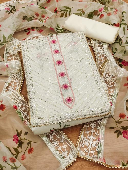 women floral embroidered unstitched suit set - 21972550 - Very Small Image - 1