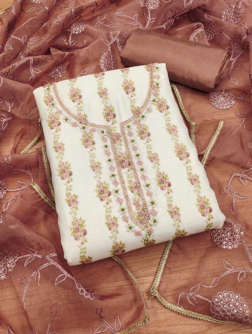 women floral embroidered unstitched suit set - 21972555 - Very Small Image - 1