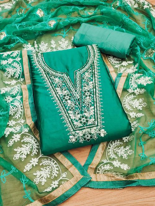 women solid with work embroidered unstitched suit set - 21972618 - Very Small Image - 1