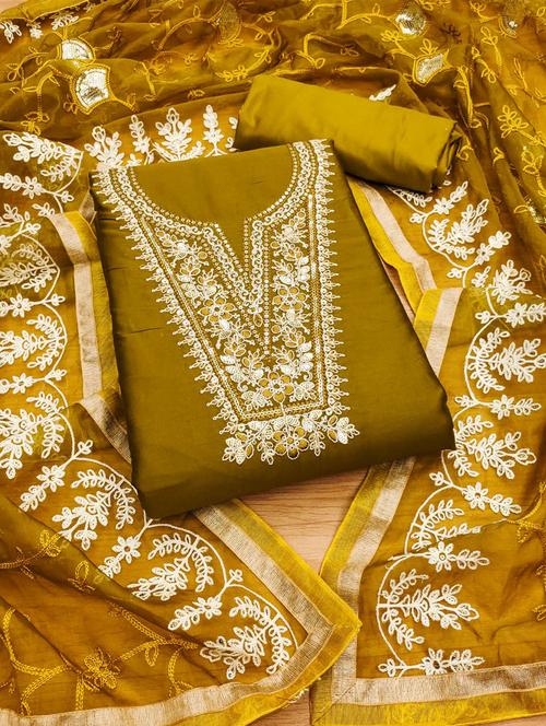 women solid with work embroidered unstitched suit set - 21972620 - Very Small Image - 1