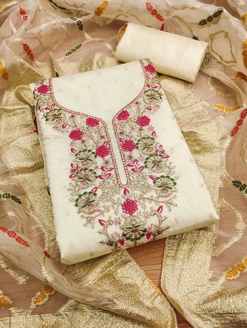 women self design embroidered unstitched suit set - 21972878 - Very Small Image - 1