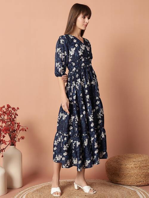 floral print fit & flare party dress - 21972904 - Very Small Image - 1
