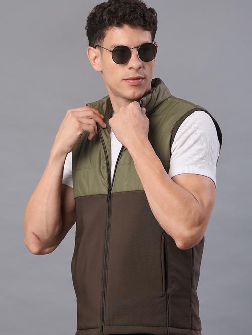 men color block sleeveless regular fit puffer jacket - 21974439 - Very Small Image - 1