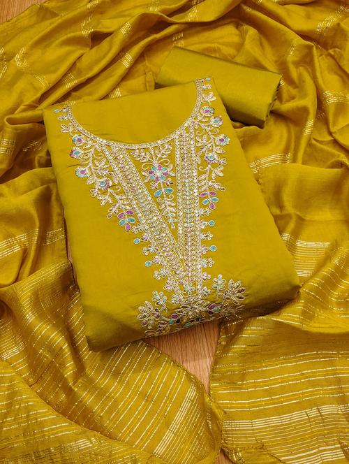 women solid with work embroidered unstitched suit set - 21974869 - Very Small Image - 1