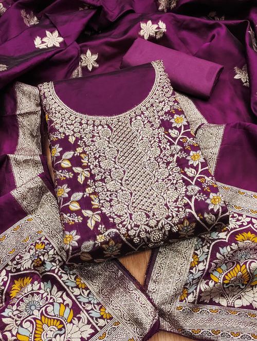 women floral embroidered unstitched suit set - 21975260 - Very Small Image - 1