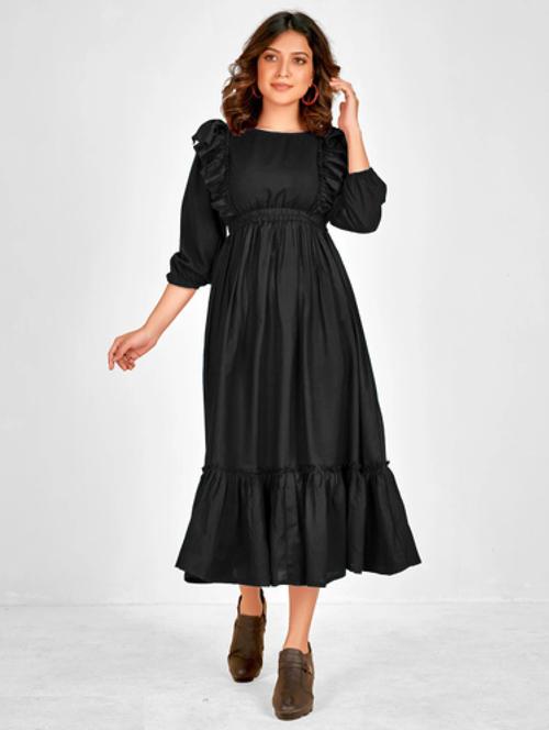women solid puff sleeve tiered dress - 21975311 - Very Small Image - 1