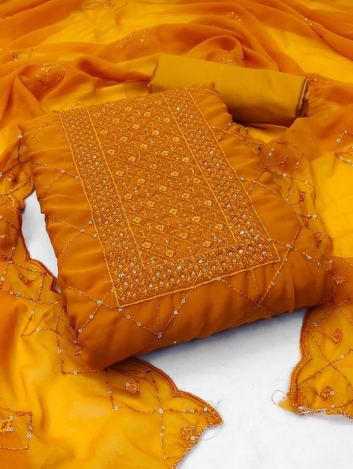 women solid with work embroidered unstitched suit set - 21975393 - Very Small Image - 1