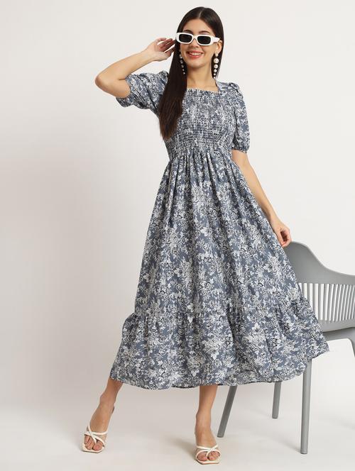 women printed puff sleeve tiered dress - 21975433 - Very Small Image - 1