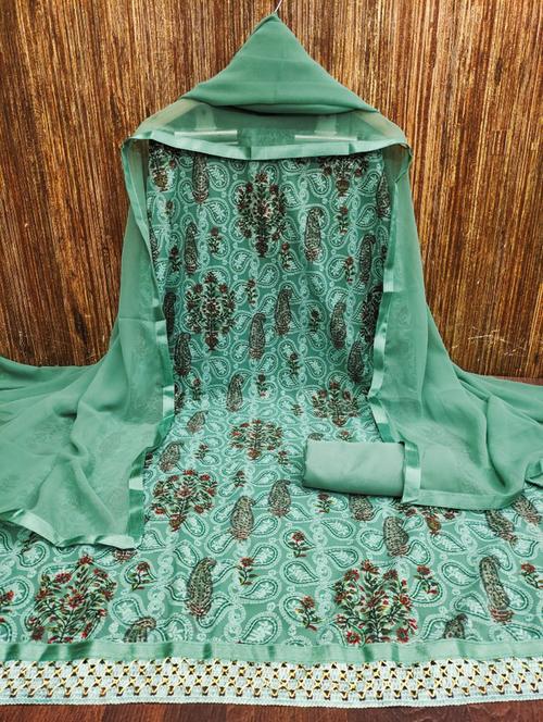 women printed embroidered unstitched suit set - 21975518 - Very Small Image - 1