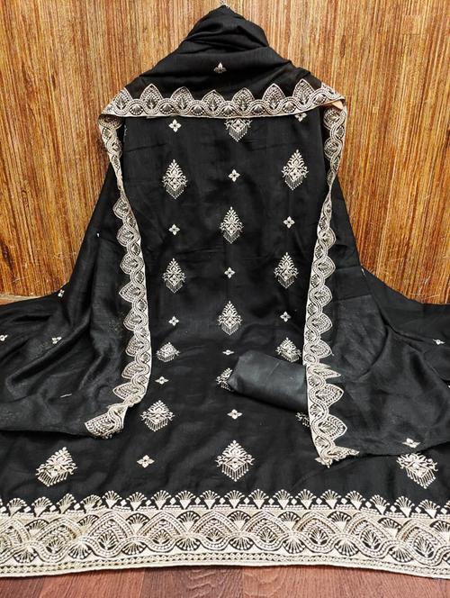 women solid with work embroidered unstitched suit set - 21975539 - Very Small Image - 1