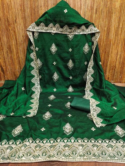 women solid with work embroidered unstitched suit set - 21975541 - Very Small Image - 1