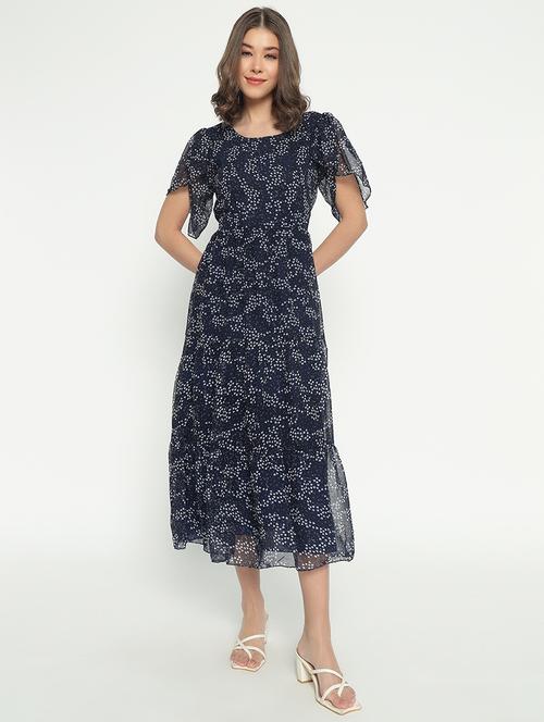 women printed tulip sleeve tiered dress - 21975588 - Very Small Image - 1