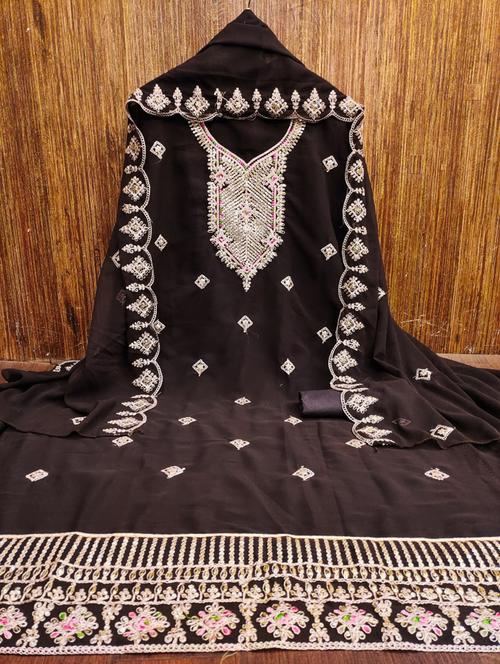 women solid with work embroidered unstitched suit set - 21975604 - Very Small Image - 1