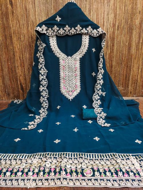 women solid with work embroidered unstitched suit set - 21975635 - Very Small Image - 1
