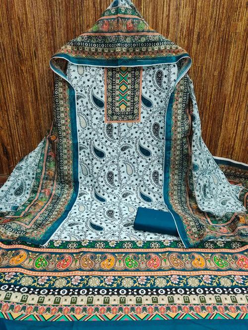 women printed embroidered unstitched suit set - 21975688 - Very Small Image - 1