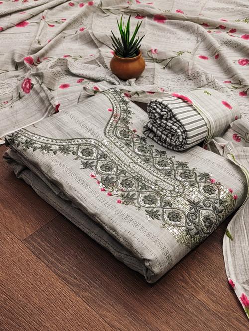 women printed embroidered unstitched suit set - 21975710 - Very Small Image - 1