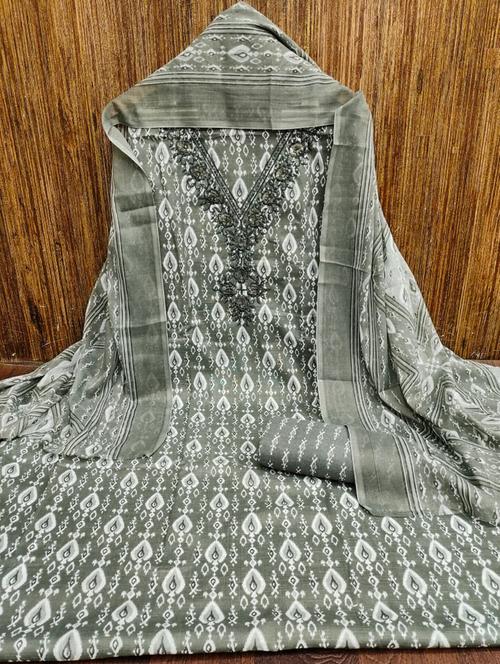 women printed embroidered unstitched suit set - 21975721 - Very Small Image - 1