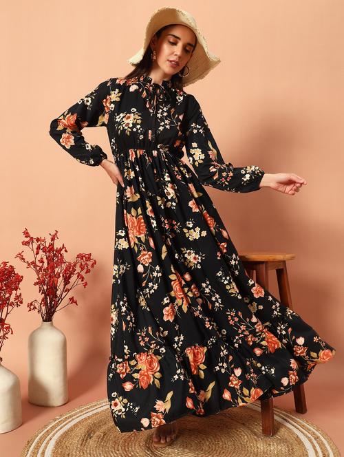 women floral print puff sleeve tiererd maxi dress - 21976160 - Very Small Image - 1