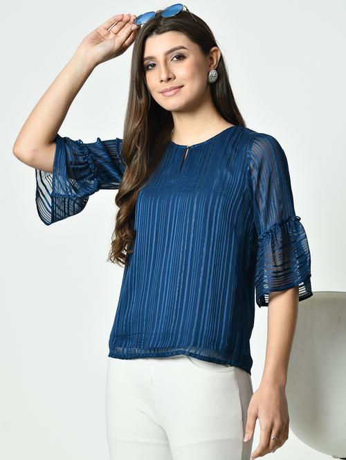 women self designed bell sleeve regular top - 21976322 - Very Small Image - 1