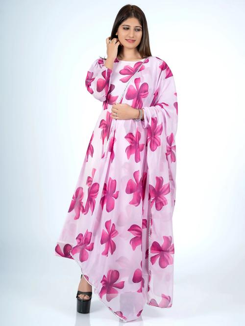 women floral printed long sleeve kurta dupatta set - 21976338 - Very Small Image - 1
